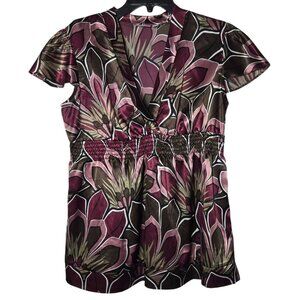 Apt. 9 Womens Floral Babydoll V-Neck Top Size Petite XL Y2K‎ Boho Fairy 2000s